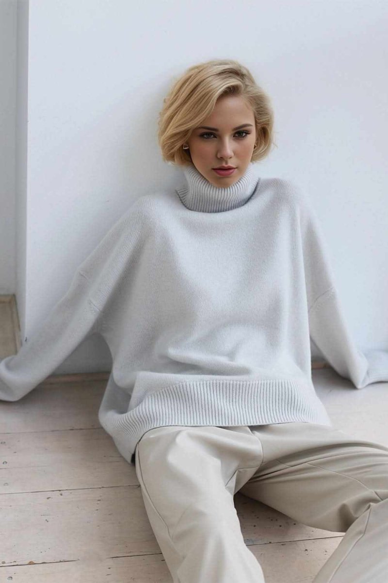 Basic Bae Turtleneck Dropped Shoulder Long Sleeve Sweater - Love Salve